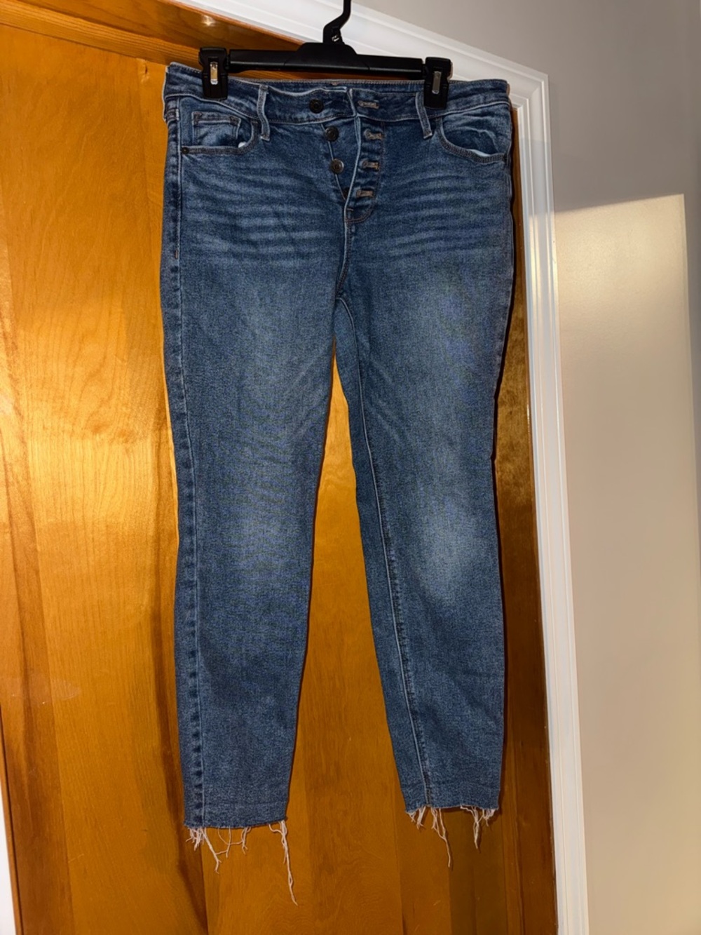 Old Navy Dark Blue Super Skinny Button-Fly Ankle Mid-Rise Jeans